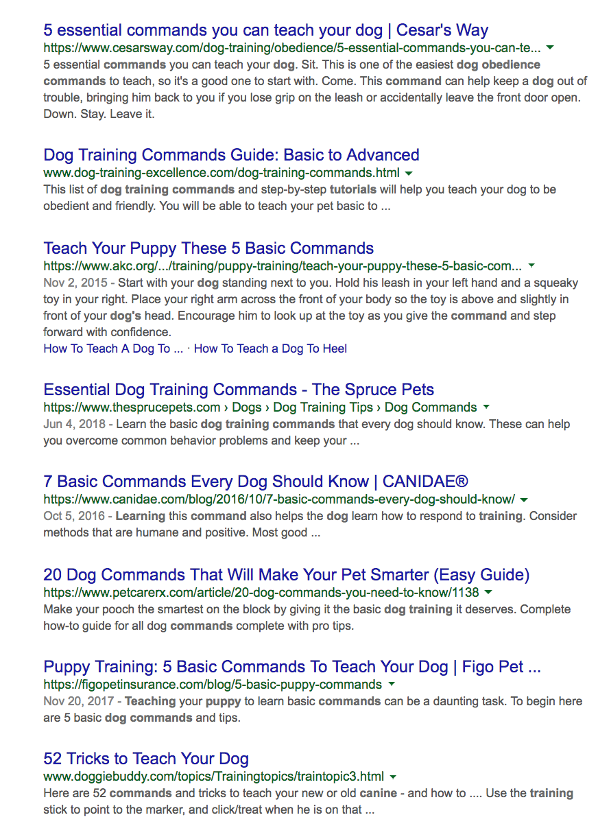 dog training commands